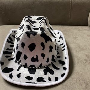 Cow print cowboy hat